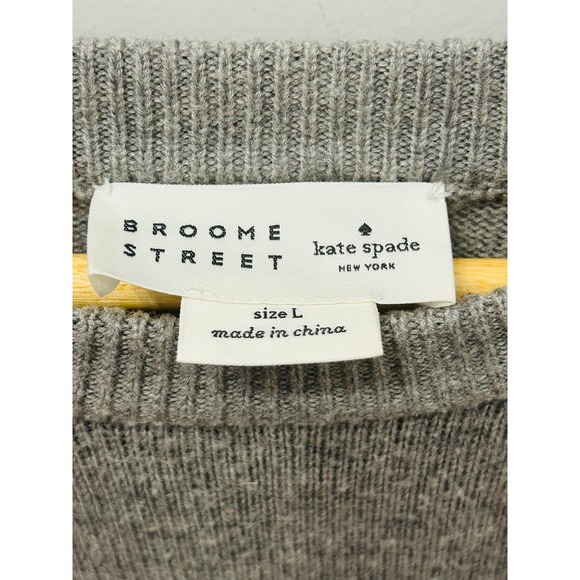 Broome Street Kate Spade New York "All Dolled Up" Sweater Gray Pink Large Wool - Picture 2 of 4